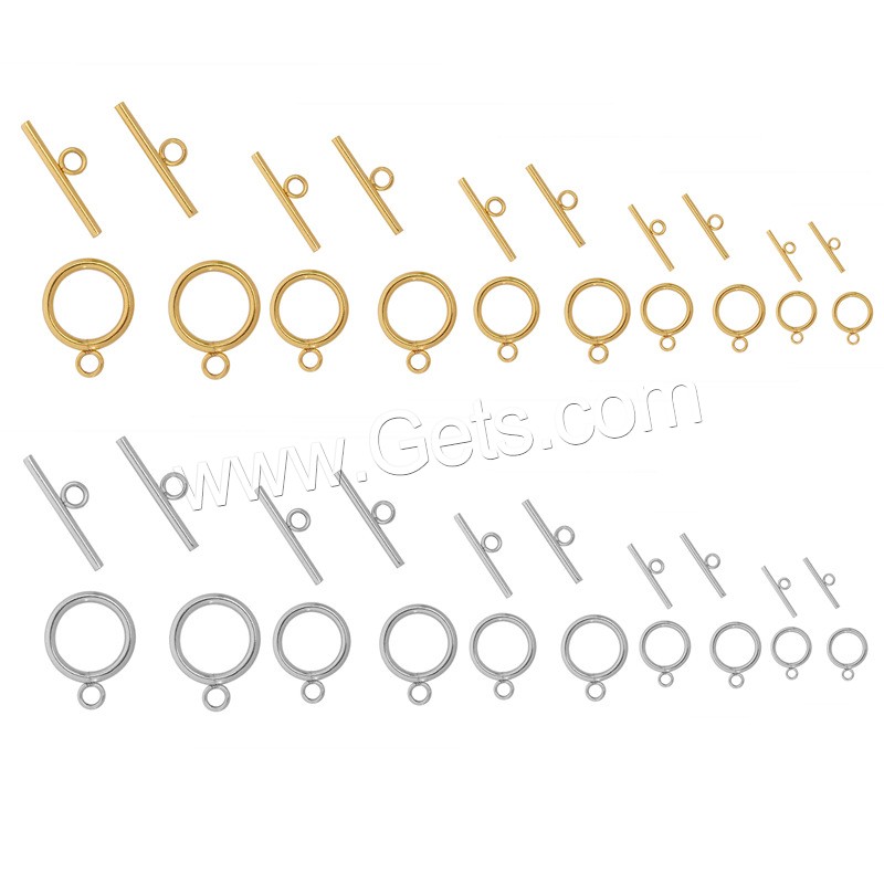 Stainless Steel Toggle Clasp, 304 Stainless Steel, plated, 2 pieces & DIY & different size for choice, more colors for choice, 4Sets/Bag, Sold By Bag