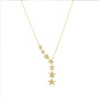 Cubic Zircon Micro Pave Brass Necklace, Star, plated, micro pave cubic zirconia & for woman Approx 15.7 Inch 