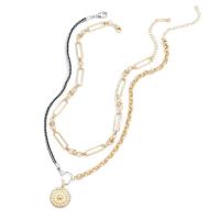 Fashion Multi Layer Necklace, Brass, with Copper Coated Plastic & Iron & Zinc Alloy, plated, multilayer & for woman 