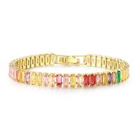 Cubic Zirconia Micro Pave Brass Bracelet, Rectangle, plated, micro pave cubic zirconia & for woman 