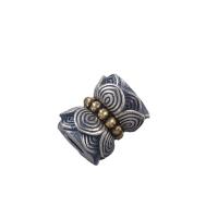 Thailand Sterling Silver Spacer Bead, with Brass, Lotus, Antique finish, DIY silver color 
