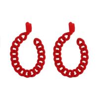Zinc Alloy Stud Earring, with Flocking Fabric, fashion jewelry & for woman, red 