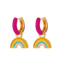 Enamel Zinc Alloy Drop Earring, Rainbow, gold color plated, fashion jewelry & for woman, Crystal Golden Shadow (Steel) 