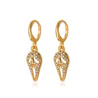 Zinc Alloy Rhinestone Drop Earring, gold color plated, fashion jewelry & for woman & with rhinestone, golden, 30mm 