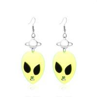 Resin Zinc Alloy Earring, with Resin, Alien, silver color plated, fashion jewelry & for woman, two different colored 
