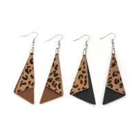Fashion Create Jewelry Earring, Leather, Triangle, for woman & leopard pattern 