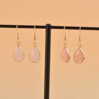 Gemstone Drop Earring, Natural Stone, with Brass, Teardrop, gold color plated, for woman & faceted 