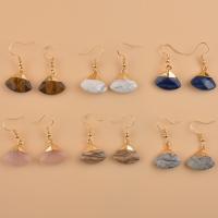 Gemstone Drop Earring, Natural Stone, with Brass, Fan, gold color plated, for woman & faceted 