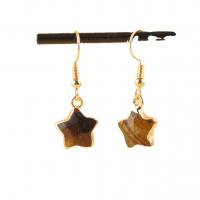 Gemstone Drop Earring, Natural Stone, with Brass, Star, gold color plated, for woman & faceted 