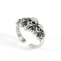 Zinc Alloy Finger Ring, Skull, antique silver color plated, vintage & for man, US Ring 