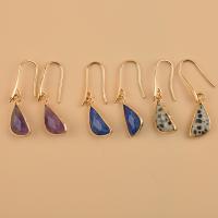 Gemstone Drop Earring, Natural Stone, with Brass, Teardrop, gold color plated, for woman & faceted 