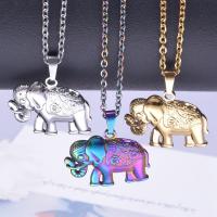 Stainless Steel Jewelry Necklace, 304 Stainless Steel, Elephant, Vacuum Ion Plating, Unisex Approx 50 cm 
