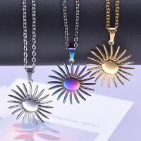 Stainless Steel Jewelry Necklace, 304 Stainless Steel, Sun, Vacuum Ion Plating, Unisex Approx 50 cm 
