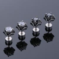 Arito de imitación de diamante de acero inoxidable, acero inoxidable 316L, chapado, Joyería & unisexo & con diamantes de imitación, más colores para la opción, 9x15.5mm, Vendido por Par