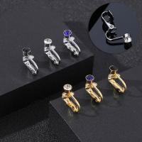 Stainless Steel Clip Earrings, 316L Stainless Steel, fashion jewelry & for woman & with rhinestone 
