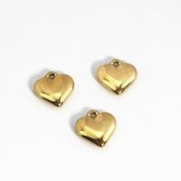 pendentifs de cœur en inox , Acier inoxydable 304, coeur, poli, DIY, doré Vendu par PC