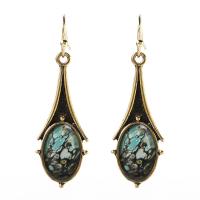 Turquoise Zinc Alloy Earring, with turquoise, gold color plated, fashion jewelry & for woman, golden 