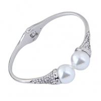 Rhinestone Zinc Alloy Bangle, with Plastic Pearl, plated, fashion jewelry & for woman & with rhinestone 60mm 