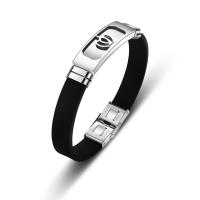 Bracelet en acier inoxydable Silicone, avec Acier titane, beignet, poli, bijoux de mode & pour homme, noire Vendu par PC