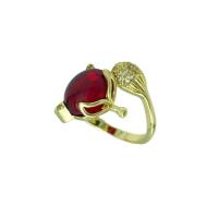 Brass Finger Ring, with Glass, gold color plated, Adjustable & for woman 