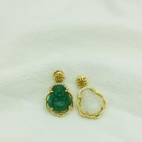 Gemstone Brass Pendants, with Gemstone, gold color plated, imitation jade 
