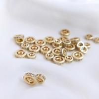 Brass Spacer Beads, Wheel, plated gold 