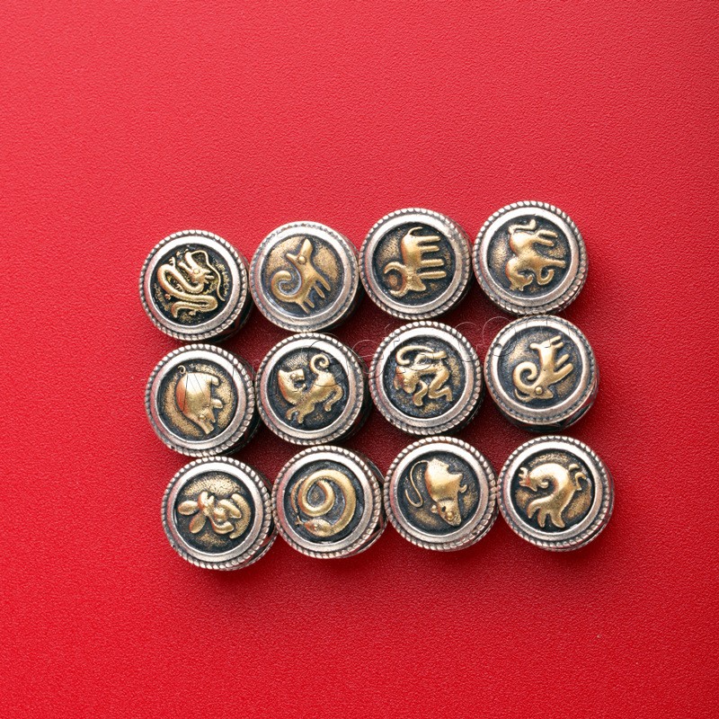 Thailand Sterling Silver Spacer Bead, with Brass, Chinese Zodiac, Antique finish, DIY & different materials for choice, more colors for choice, 7x10mm, Hole:Approx 2mm, Sold By PC