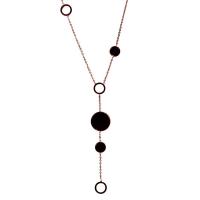 Titanium Steel Jewelry Necklace, with Glass, rose gold color plated, for woman Approx 31.49 Inch 