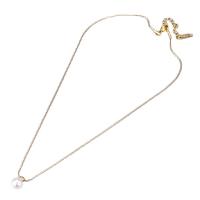 Titanium Steel Jewelry Necklace, with Plastic Pearl, gold color plated, snake chain & for woman Approx 17.71 Inch 