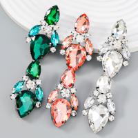 Zinc Alloy Rhinestone Drop Earring, silver color plated, fashion jewelry & for woman & with glass rhinestone & with rhinestone 