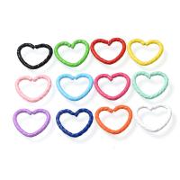 Offene Eisen Biegeringe, Herz, Einbrennlack, DIY, gemischte Farben, 14x11.5mm, verkauft von PC