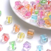 Transparent Acrylic Beads, Square, DIY, mixed colors, 8mm, Approx 