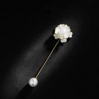 Kunststoff-Perlen-Brosche, Messing, mit Kunststoff Perlen, Gemeinsame Camelia, Modeschmuck & für Frau & Emaille, 77x20mm, verkauft von PC