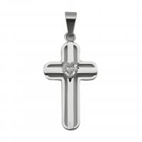 Cubic Zirconia Stainless Steel Pendant, 316L Stainless Steel, Cross, Vacuum Ion Plating, Unisex & micro pave cubic zirconia 