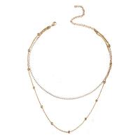 Stainless Steel Jewelry Necklace, 304 Stainless Steel, with 3.94inch extender chain, Double Layer & for woman & with rhinestone Approx 17.72 Inch, Approx 13.78 Inch 