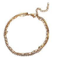 Bracelets en acier inoxydable bijoux, Acier inoxydable 304, avec 1.97inch chaînes de rallonge, Double couche & longueur différente pour le choix & pour femme & avec strass, plus de couleurs à choisir, Vendu par brin