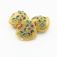 Perlas de esmalte latón, metal, Corazón, chapado en color dorado, Bricolaje, dorado, 18x22mm, Vendido por UD