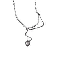 Titanium Steel Jewelry Necklace, with 5cm extender chain, Heart, fashion jewelry & for woman, original color cm 