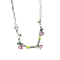 Collier en cristal Murano, avec chalumeau, avec 6cm chaînes de rallonge, fleur, bijoux de mode & pour femme .3 cm, Vendu par PC