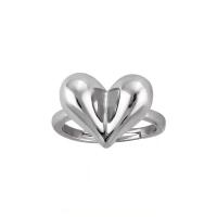 Палец кольцо-латунь, Латунь, Сердце, плакирован серебром, ювелирные изделия моды & Женский, серебряный, 18mm, продается PC