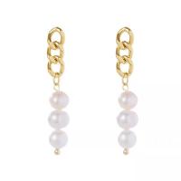 Plastic Pearl Zinc Alloy Earring, with Plastic Pearl, gold color plated, fashion jewelry & for woman, 33mm 