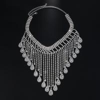 Fashion Fringe Necklace, Rhinestone, Teardrop, plated, fashion jewelry & for woman Approx 13.4-20 Inch 