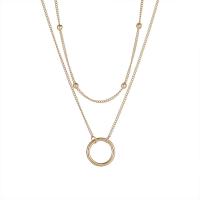 Fashion Multi Layer Necklace, Titanium Steel, Donut, 14K gold plated, Double Layer & for woman & hollow Approx 16-20 Inch 