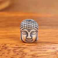 Thailand Zwischenperlen, Buddha, Antikes Finish, DIY, Silberfarbe, 8.7x7.2x6.8mm, Bohrung:ca. 3mm, verkauft von PC