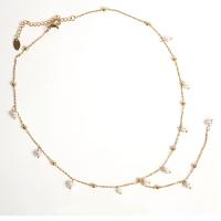 Titan Schmuck Halskette, Titanstahl, mit Kunststoff Perlen, mit Verlängerungskettchen von 1.96 inch, goldfarben plattiert, für Frau, Länge:ca. 14.56 ZollInch, verkauft von PC
