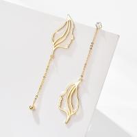 Titanium Steel Earrings, gold color plated, for woman & with rhinestone & hollow 