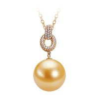 Natural Akoya Cultured Pearl Necklace, Thailand Sterling Silver, with Golden South Sea Pearl & 18K Gold, gold color plated, micro pave cubic zirconia & for woman Approx 17.32 Inch 