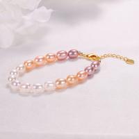 Cultured Freshwater Pearl Brass Bracelet, with Copper Alloy, with 1.96 inch extender chain, gold color plated, for woman, multi-colored Approx 6.3 Inch 