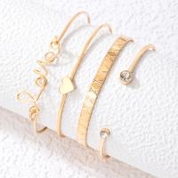 Zinc Alloy Cuff Bangle, plated, fashion jewelry & for woman & with rhinestone, golden, 65mm 