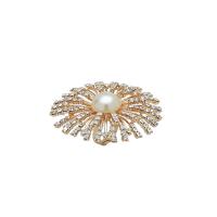 Anillo de dedo de aleación de Zinc, con Perlas de plástico ABS, chapado en color dorado, Joyería & para mujer & con diamantes de imitación, dorado, 18mm, Vendido por UD
